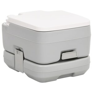 Campingtoilet Draagbaar 10+10 L Hdpe Grijs En Wit 41.5 x 36.5 x 30 cm