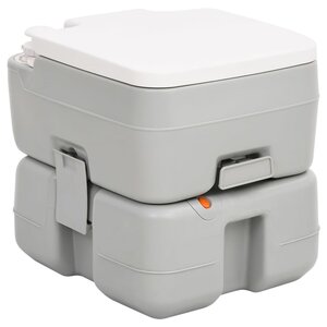 Campingtoilet Draagbaar 15+10 L Hdpe Grijs En Wit 41.5 x 36.5 x 37.5 cm