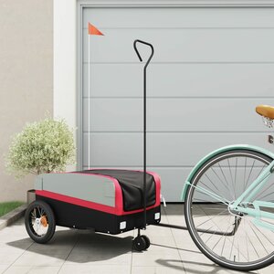 Fietstrailer 30 Kg Ijzer Zwart En 122 x 53 x 53 cm Rood