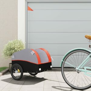 Fietstrailer 30 Kg Ijzer Zwart En Oranje orange 123 x 52 x 53 cm