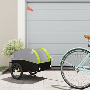 Fietstrailer 30 Kg Ijzer Zwart En 123 x 52 x 53 cm Groen