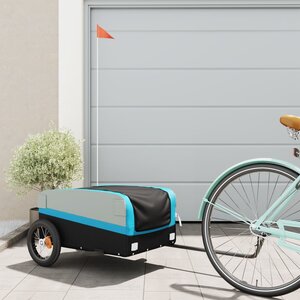 Fietstrailer 30 Kg Ijzer Zwart En 122 x 52.5 x 42.5 cm Blauw