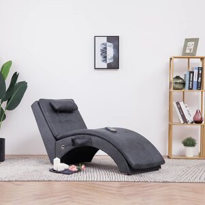 Massage Chaise Longue Met Kussen Kunstsuède Grijs