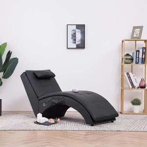 Massage Chaise Longue Met Kussen Kunstleer Zwart