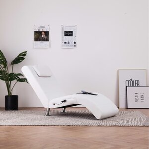 Massage Chaise Longue Met Kussen Kunstleer Wit