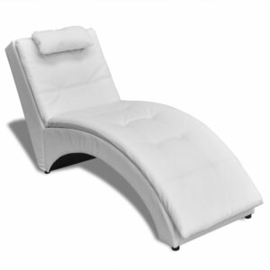 Chaise Longue Met Kussen Kunstleer Wit