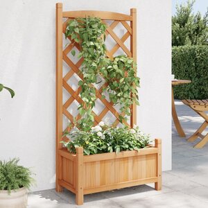 Plantenbak Massief Vurenhout Bruin 55 x 29.5 x 110 cm met latwerk