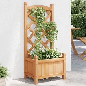 Plantenbak Massief Vurenhout Bruin 40 x 30 x 90 cm met latwerk