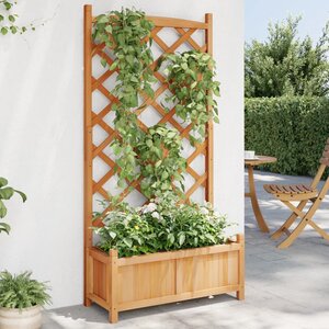 Plantenbak Massief Vurenhout Bruin 75 x 35 x 150 cm met latwerk