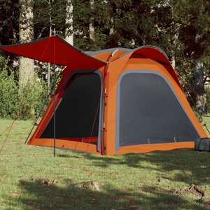 Tent 4-Persoons 240X221X160 Cm 185T Taft Grijs En Oranje