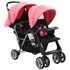 Kinderwagen Dubbel Staal Roze En Zwart_