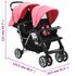 Kinderwagen Dubbel Staal Roze En Zwart_