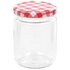 Jampotten Met Met Rode Deksels 230 Ml Glas 48 Wit en rood_