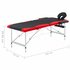 Massagetafel Inklapbaar 2 Zones Aluminium Zwart en rood_