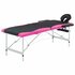 Massagetafel Inklapbaar 2 Zones Aluminium Zwart en roze_