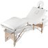 Inklapbare Massagetafel 4 Zones Met Houten Frame (Creme) Wit_