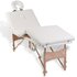 Inklapbare Massagetafel 4 Zones Met Houten Frame (Creme) Wit_