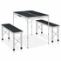 Campingtafel Inklapbaar Met 2 Banken Aluminium Grijs_