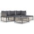 4-Delige Loungeset Met Kussens Poly Rattan Antracietkleurig Donkergrijs 2x hoek + midden + voetensteun + Tafel_