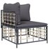 4-Delige Loungeset Met Kussens Poly Rattan Antracietkleurig Donkergrijs 2x hoek + midden + voetensteun + Tafel_