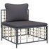 4-Delige Loungeset Met Kussens Poly Rattan Antracietkleurig Donkergrijs 2x hoek + midden + voetensteun + Tafel_