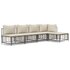 5-Delige Loungeset Met Kussens Poly Rattan Antracietkleurig Beige hoek + 3x midden + voetensteun_