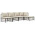 5-Delige Loungeset Met Kussens Poly Rattan Antracietkleurig Beige hoek + 3x midden + voetensteun_