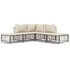 5-Delige Loungeset Met Kussens Poly Rattan Antracietkleurig Beige hoek + 2x midden + 2x voetensteun_