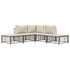 5-Delige Loungeset Met Kussens Poly Rattan Antracietkleurig Beige hoek + 2x midden + 2x voetensteun_