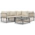 5-Delige Loungeset Met Kussens Poly Rattan Antracietkleurig Beige 3x hoek + midden + Tafel_