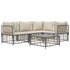 5-Delige Loungeset Met Kussens Poly Rattan Antracietkleurig Beige 3x hoek + midden + Tafel_