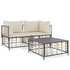 3-Delige Loungeset Met Kussens Poly Rattan Antracietkleurig Beige 2x hoek + Tafel_