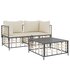 3-Delige Loungeset Met Kussens Poly Rattan Antracietkleurig Beige 2x hoek + Tafel_