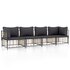 4-Delige Loungeset Met Kussens Poly Rattan Antracietkleurig Donkergrijs 2x hoek + 2x midden_