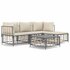 4-Delige Loungeset Met Kussens Poly Rattan Antracietkleurig Beige 2x hoek + midden + voetensteun + Tafel_