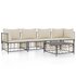 5-Delige Loungeset Met Kussens Poly Rattan Antracietkleurig Beige 2x hoek + 2x midden + Tafel_