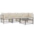 5-Delige Loungeset Met Kussens Poly Rattan Antracietkleurig Beige 2x hoek + 2x midden + Tafel_