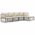 5-Delige Loungeset Met Kussens Poly Rattan Antracietkleurig Beige 2x hoek + 2x midden + voetensteun_