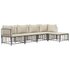 5-Delige Loungeset Met Kussens Poly Rattan Antracietkleurig Beige 2x hoek + 2x midden + voetensteun_