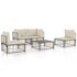 5-Delige Loungeset Met Kussens Poly Rattan Antracietkleurig Beige 2x hoek + 2x midden + Tafel_