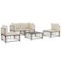 5-Delige Loungeset Met Kussens Poly Rattan Antracietkleurig Beige 2x hoek + 2x midden + Tafel_