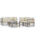 5-Delige Loungeset Met Kussens Poly Rattan Antracietkleurig Beige 4x hoek + Tafel_