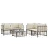 5-Delige Loungeset Met Kussens Poly Rattan Antracietkleurig Beige 4x hoek + Tafel_