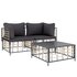 3-Delige Loungeset Met Kussens Poly Rattan Antracietkleurig Donkergrijs 2x hoek + Tafel_