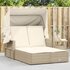 Ligbed 2-Persoons Met Luifel En Kussens Poly Rattan Beige_