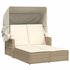 Ligbed 2-Persoons Met Luifel En Kussens Poly Rattan Beige_