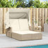 Ligbed 2-Persoons Met Luifel En Kussens Poly Rattan Beige_