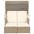 Ligbed 2-Persoons Met Luifel En Kussens Poly Rattan Beige_