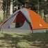 Tent 6-Persoons 348X340X190 Cm 190T Taft Grijs En Oranje_