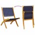 Tuinstoelen 2 st inklapbaar acaciahout en stof donkerblauw_